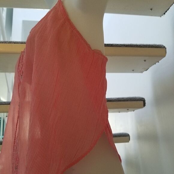 Aerie Red & White Striped Button Up Sheer Cami Sz M - Picture 4 of 8